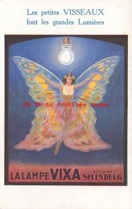 Advertising Postcard, Rene Pean, Lampe Vixa, Petites Visseaux, Butterfly Woman