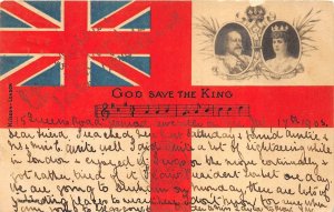 ENGLAND TO USA GOD SAVE THE KING MUSIC PATRIOTIC ROYALTY POSTCARD 1903