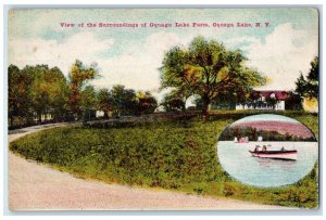 c1910's View Of The Surroundings Of Oquaga Lake Farm Oquaga Lake NY Postcard 