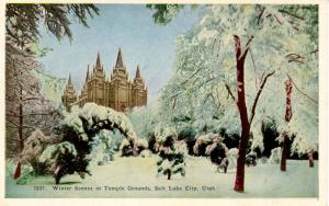 UT - Salt Lake City. Mormon Temple Grounds in Winter