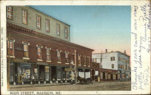 Madison ME Main St. Copper Windows c1905 Postcard