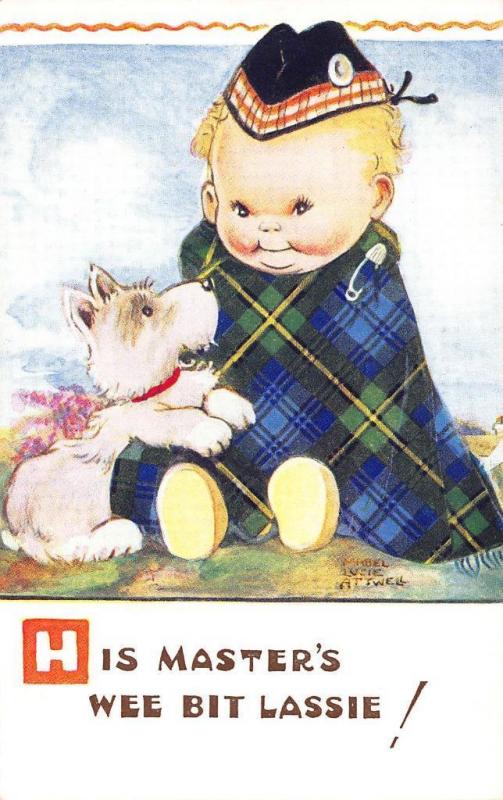 His Master's Wee Bit Lassie! Mabel Lucie Atwell Signed Postcard