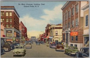 Grand Forks ND Postcard De Mers Avenue Looking East 1952 Linen North Dakota H82