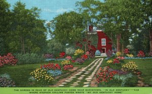 Vintage Postcard 1945 The Flower Garden Rear Old Kentucky Home Bardstown House