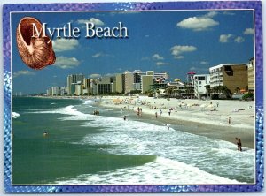 Postcard - Ocean front looking South - Myrtle Beach, South Carolina