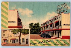 1951 Camden Arkansas AR Postcard Plaza Hotel Courts Arthur Rhodes Prop Building