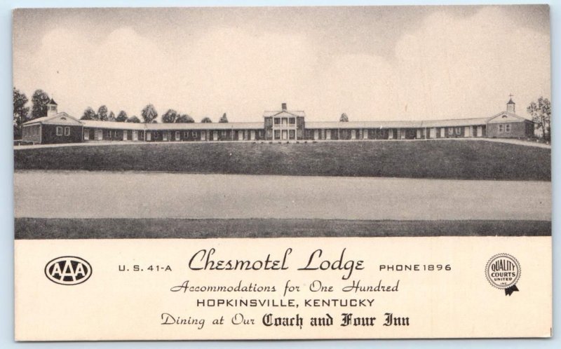HOPKINSVILLE, Kentucky KY ~ Roadside CHESMOTEL LODGE Motel c1940s Postcard
