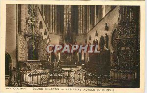 Old Postcard Colmar 842 church st martin three altars of the chancel