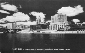 Minnesota St Paul 1940s Waterfront Skyline View Postcard 22-6425