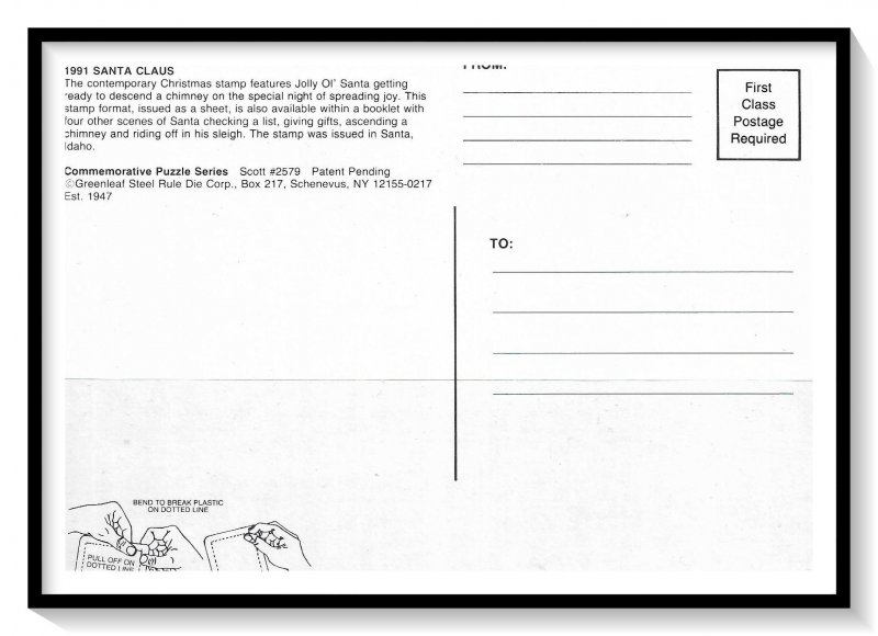 USPS 1991 Season's Greetings Jigsaw Puzzle & Postcard