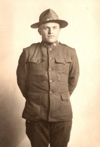 RPPC Real Photo Postcard - World War 1 -  US Army Infantry Doughboy Postcard