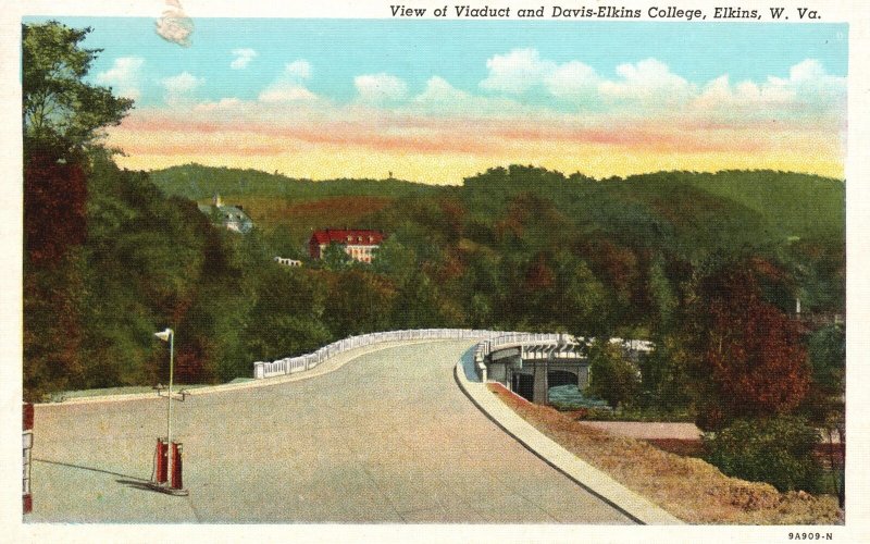 Vintage Postcard View Viaduct and DavisElkins College Elkins West