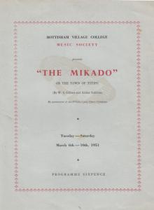 Bottisham Village College Cambridge The Mikado Opera 1951 Theatre Programme