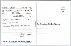 SH-W5-109 SWL QSL Card, Arkansas Shortwave Listening Ham Radio, Vintage Postcard