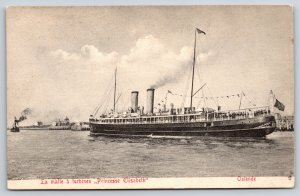 Transport~French~Turbine Trunk Ship Princess Elisabeth~Ostend Belgium~Vintage PC