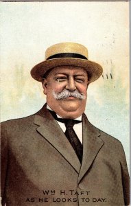 Portrait President William H Taft c1908 As He Looks Today Vintage Postcard M79