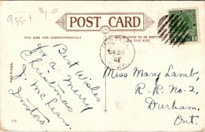 VINTAGE POSTCARD CHRISTMAS 1927 MAILED INSTOW SASKATCHEWAN (GHOST TOWN POP. 0)