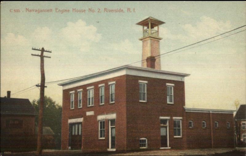 Riverside RI Narragansett Fire Engine House #2 c1910 Postcard 