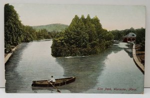 Worcester Massachusetts Elm Park, Rowing on the Lake Postcard B17