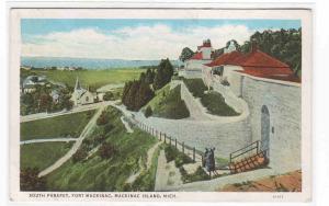 Fort Mackinac South Parapet Mackinac Island Michigan 1936 postcard