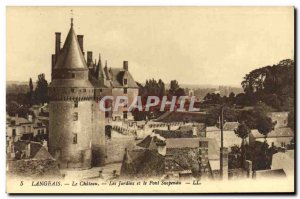 Old Postcard Langeais Le Chateau Gardens And The Suspension Bridge