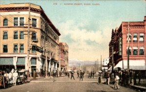 Boise Idaho Eighth Street Busy Scene c1900-20s Vintage Postcard
