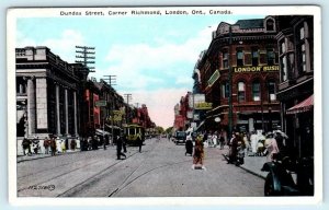 LONDON, ONTARIO Canada ~ DUNDAS STREET Scene corner Richmond c1920s    Postcard