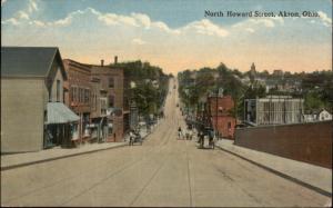 Akron OH North Howard St. c1910 Postcard