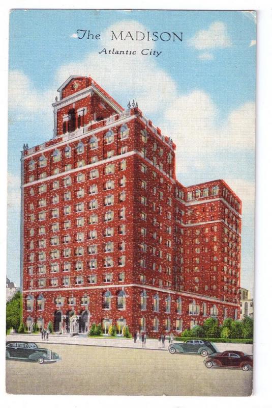 Atlantic City NJ Madison Hotel Vintage Kropp Linen Postcard