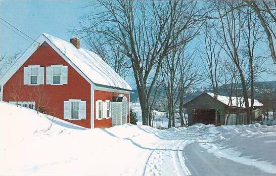 Covered Bridge Clad In Winters Soft White Mantle Vermont