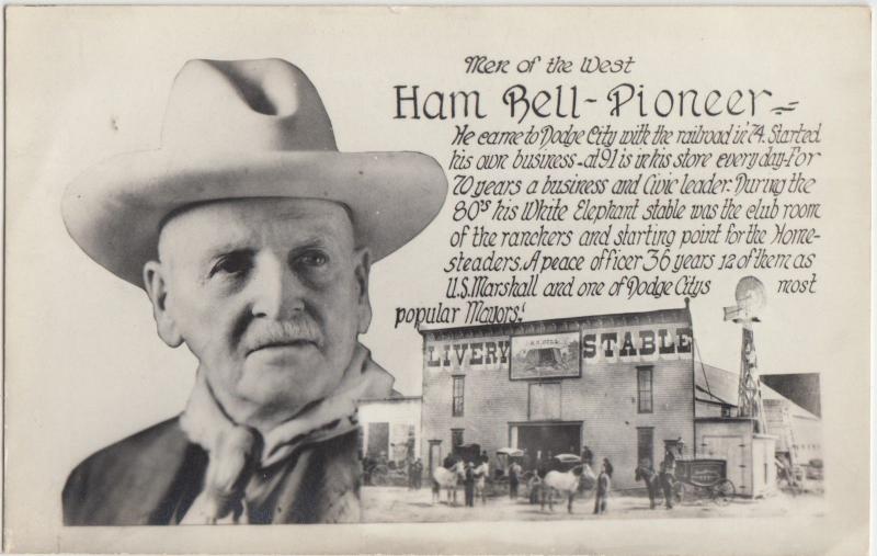 Kansas Ks Real Photo RPPC Postcard c1940s HAM BELL Pioneer Livery DODGE CITY