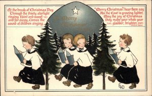 Ethel DeWees Christmas Children Choir Boys c1910 Vintage Postcard
