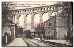 Old Postcard Roquefavour Train and Train Aqueduct