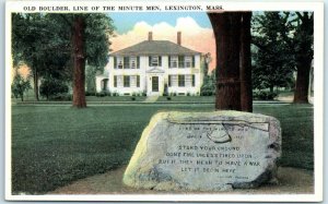 Postcard - Old Boulder, Line of the Minute Men, Lexington, Massachusetts