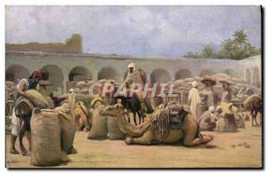 Old Postcard Fantasy Orientalism Caravanserai Camel