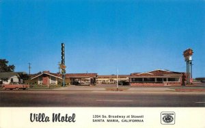 SANTA MARIA, CA Roadside VILLA MOTEL c1960s Santa Barbara Co. Vintage Postcard