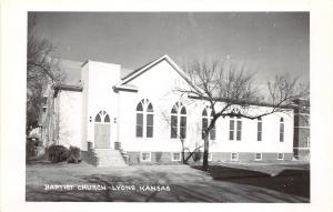 C46/ Lyons Rice County Kansas Ks Real Photo RPPC Postcard c50s Baptist Church