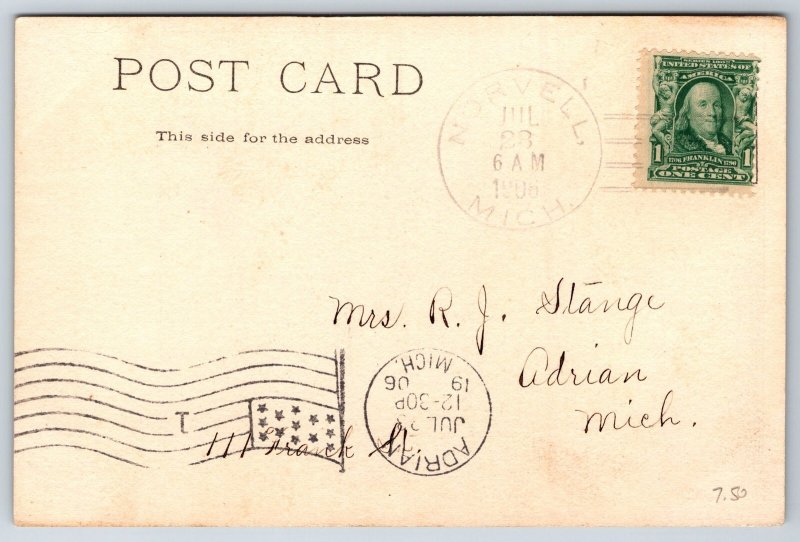 Jackson Michigan~Close Up State Prison~Widows Walk~Belfry~1906 Postcard