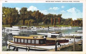 Motor Boat Harbor Lincoln Park Chicago Illinois 1930s postcard