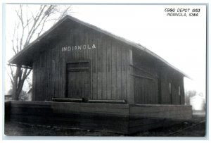 c1953 CB&P Depot Indianola Iowa Railroad Train Depot Station RPPC Photo Postcard