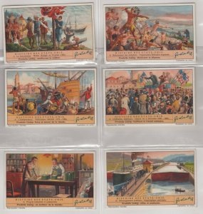 Complete Set of 6 History of the United States - Leibig Trading Cards -French