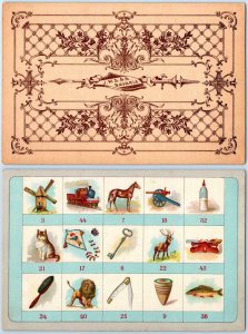 1890's FAMILIAR OBJECTS FOR CHILDREN 5 GAME CARDS + BOX TOP ONLY*GREAT GRAPHICS