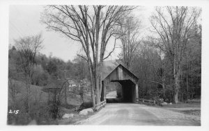 J75/ Newfane Vermont RPPC Postcard c1950s Covered Bridge 172