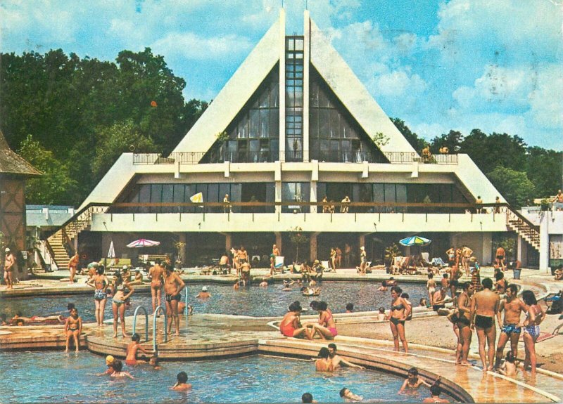 Postcard Romania Felix baths Apollo pool