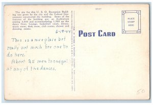 1944 U.S.O. Club Biloxi Mississippi MS Vintage Posted Natural Color Postcard 