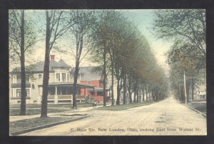 NEW LONDON OHIO EAST MAIN STREET SCENE RESIDENCE VINTAGE POSTCARD 1908