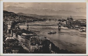 Hungary Budapest Panorama From Gellert Hill Vintage RPPC C142