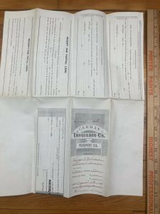 Antique 1886 German Insurance Company Freeport Ilinois Warsaw Indiana Contract 