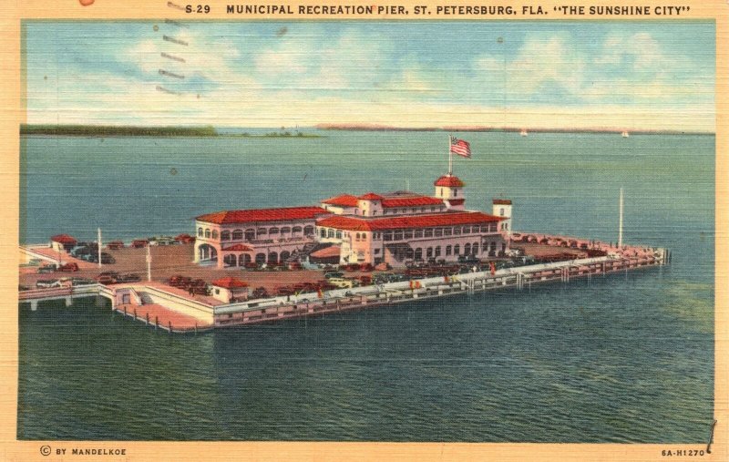 Vintage Postcard 1951 Municipal Recreation Pier Sunshine City St. Petersburg FL