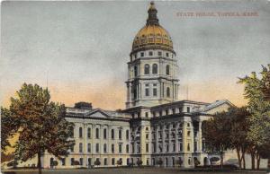 Topeka Kansas~State House (Capitol) Building~c1910 Postcard